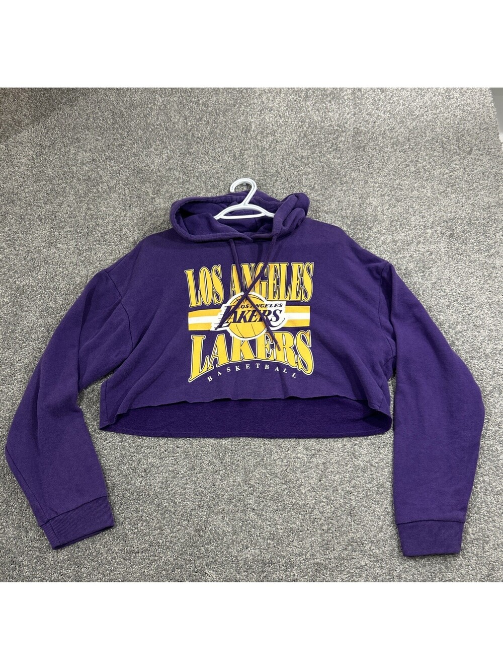 Los Angeles Lakers Purple Cropped Hoodie Women’s Basketball Merch Large NBA